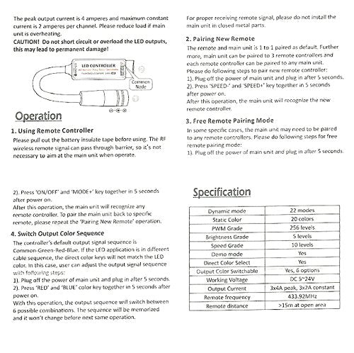RGB LED Strip Controller – DC5V-24V 12A | Mini RF Wireless RGB Controller with 10-Key / 17-Key Remote | For LED Strips