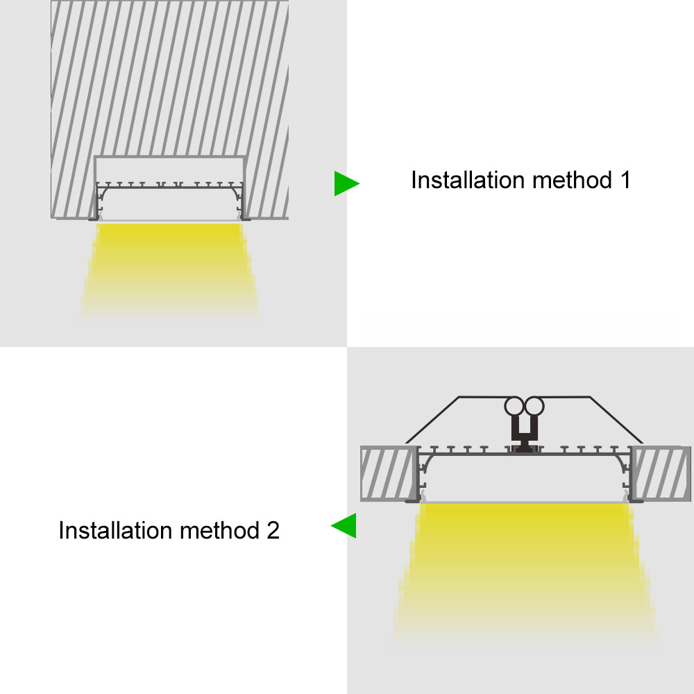 2 Pack H15050 Big Aluminum Extrusion Channel for Flush Mounting Linear Office Lighting System
