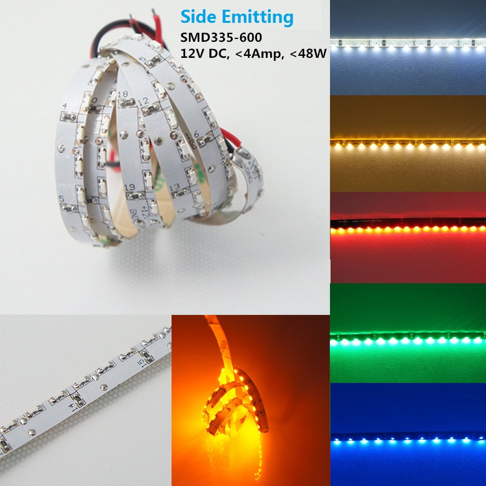 12V SMD335-600 High Density Side View Flexible LED Strips 120 LEDs /Mtr 8mm Wide LED Tape Light