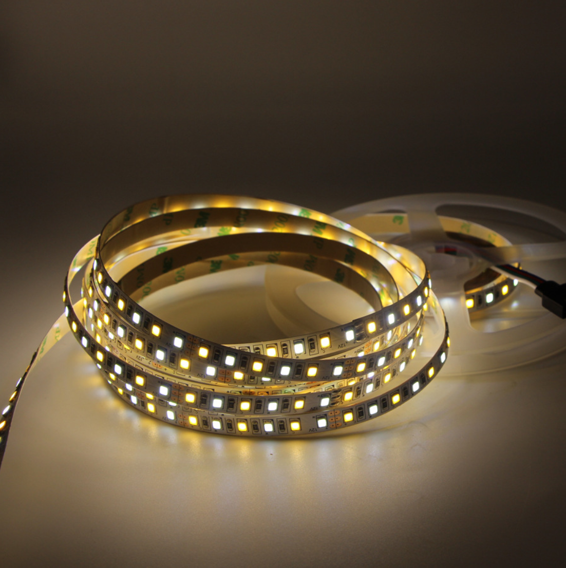 Dual White Color LED Light Strip, 12V DC 5Meter Roll SMD3528-600 120 LEDs Per Meter Color Temp-Adjustable Flexible LED Strip Light