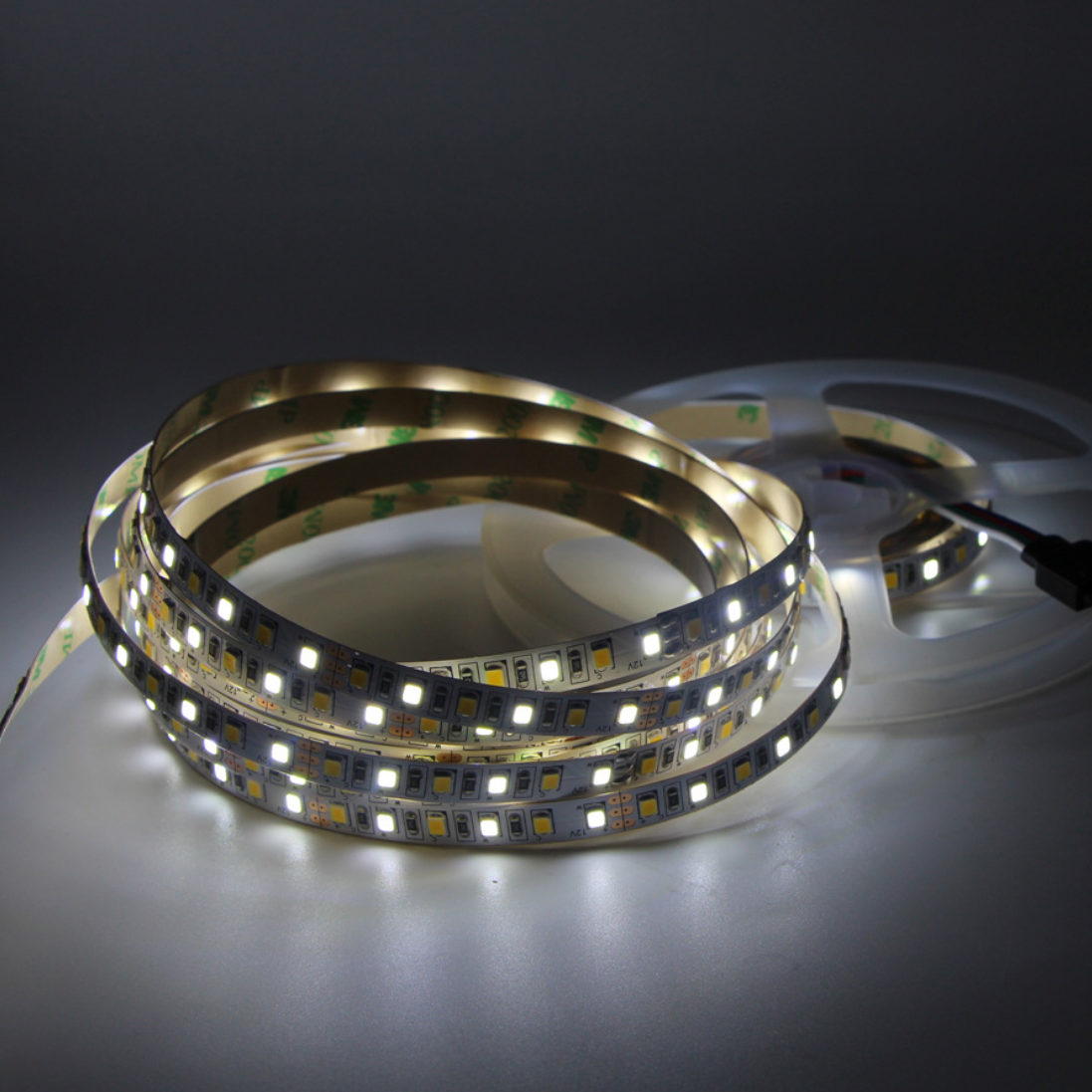 Dual White Color LED Light Strip, 12V DC 5Meter Roll SMD3528-600 120 LEDs Per Meter Color Temp-Adjustable Flexible LED Strip Light