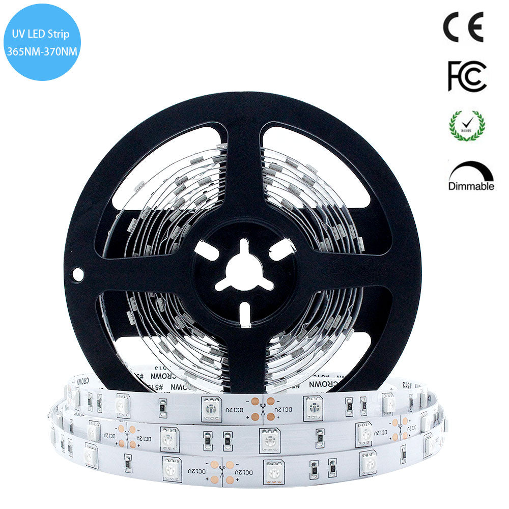 365nm 370nm SMD5050-150 12V 30LED per Meter UV LED Strip Light Ideal for Curing, Currency Validation