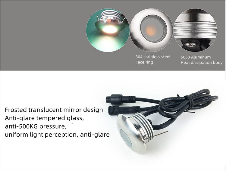 8PCS Pack 1W DC12V IP65 Recessed LED Wall Corner Light Outdoor LED Step Lights Stainless Steel Inground Light