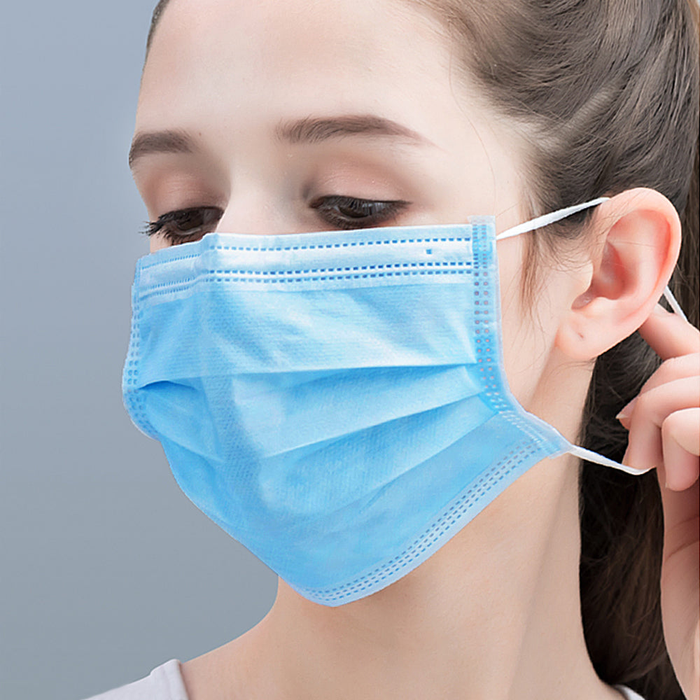 50Pack of BFE95% Face Masks, 3-Ply Cotton Filter Medical Sanitary for Dust, Germ Protection