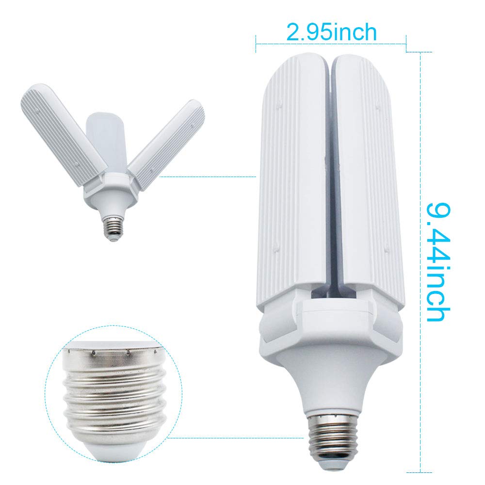 45W Deformable LED Garage Ceiling Lights 4500LM 6500K White 400 Watt Equivalent CRI80+ E26/E27 Base