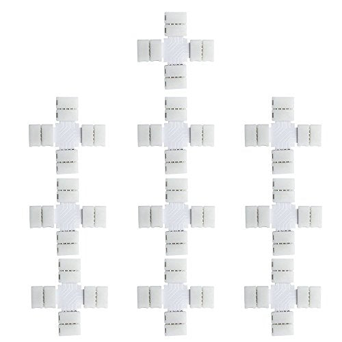 10pcs Pack Solderless Snap Down 4Conductor LED Strip Connectors for 10mm Wide SMD5050 RGB Color Flex LED Strips