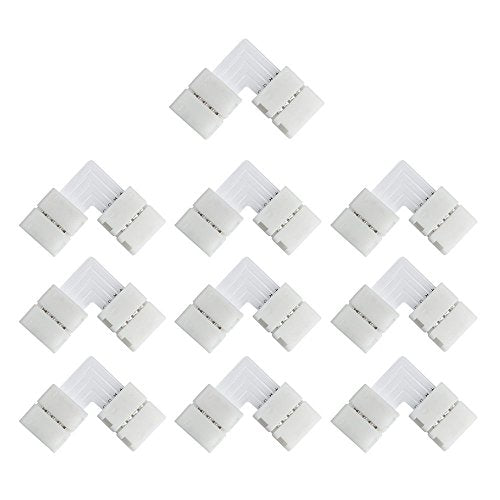 10pcs Pack Solderless Snap Down 4Conductor LED Strip Connectors for 10mm Wide SMD5050 RGB Color Flex LED Strips