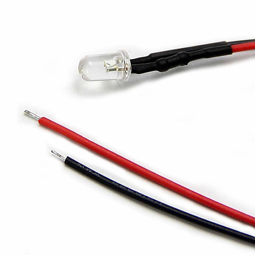 50pcs Pack 8mm LED Pre Wired light 3V/6V/12V 20cm F10 Straw Hat Round Top Bulbs Light Lamp for DIY Car Boat Toys Party lighting Project
