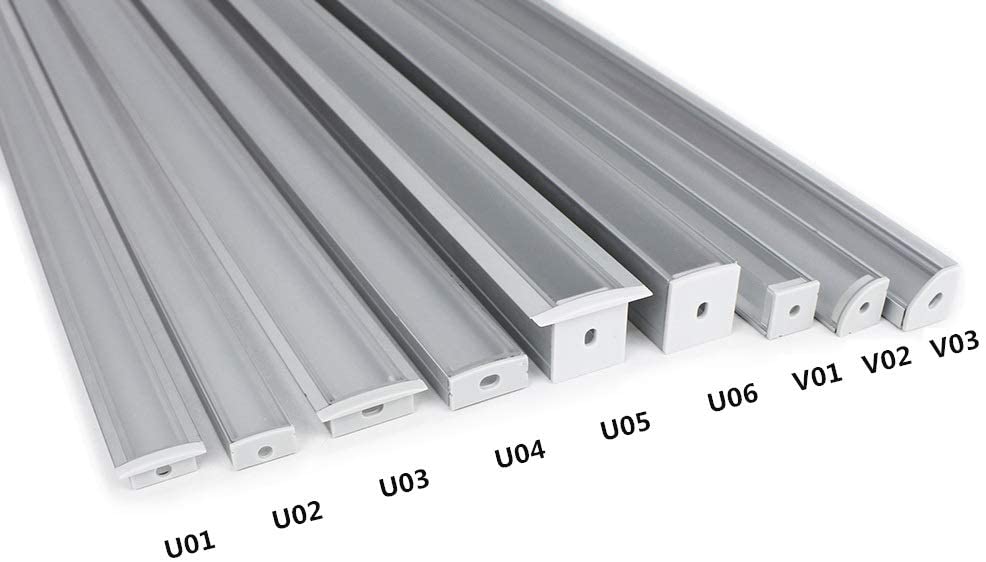 Silver U02 Profile 9x17mm U-Shape LED Aluminum Channel System for LED Strip Light Installations