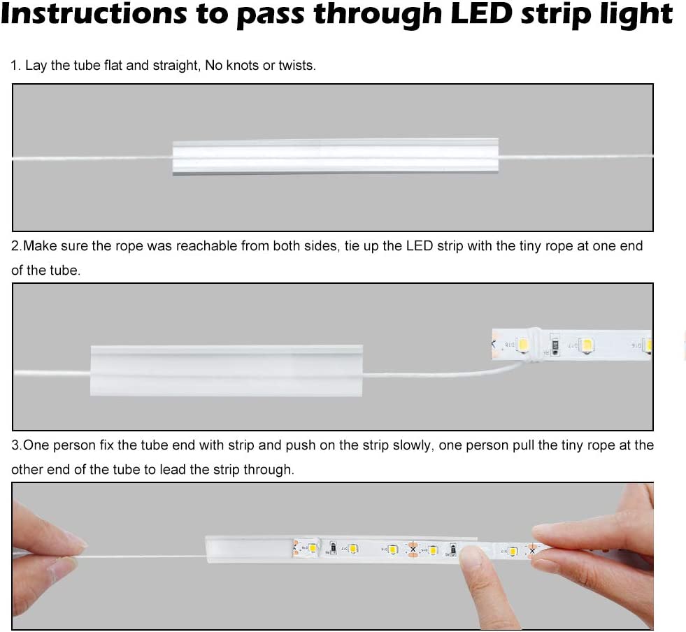 1M/5M/10M/20M  Pack of T0513 LED Neon Light Housing Kit with End Caps and Mounting Clips, Flexible Neon Channel Fit for 10mm Wide LED Strip Lights