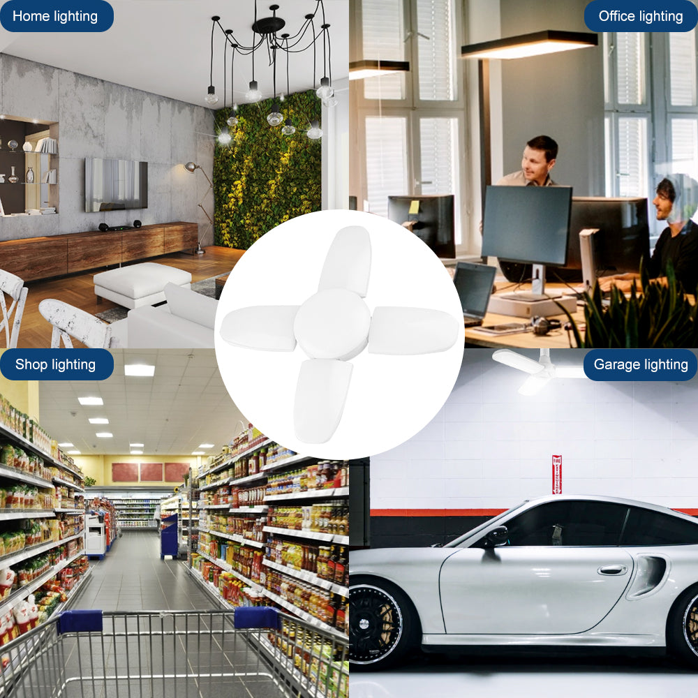 60W LED Shop Light Deformable LED Garage Lights CRI80+ 6000LM 6500K White 400W Equivalent