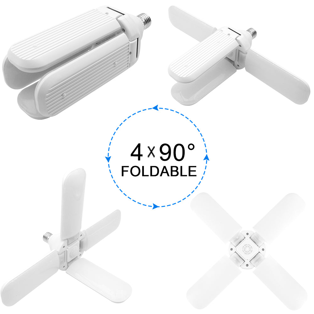 60W Deformable LED Garage Ceiling Lights 6000LM 6500K White 400W Equivalent CRI80+ E26/E27 Base