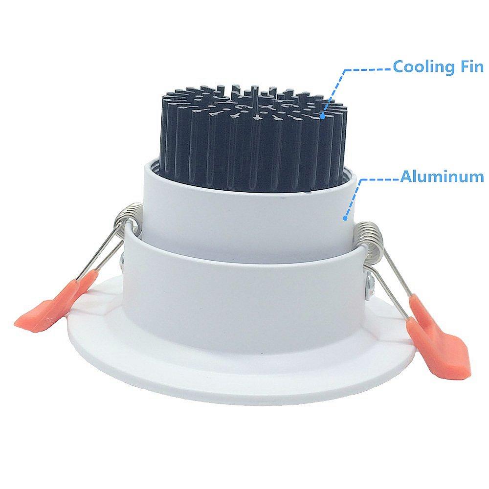 ECO-2 Series Adjustable COB LED Recessed Downlight – White Housing – TRIAC Dimmable – 3W/5W/9W – 4-Pack/10-Pack – 3000K–6000K – 100–130V / 200–240V