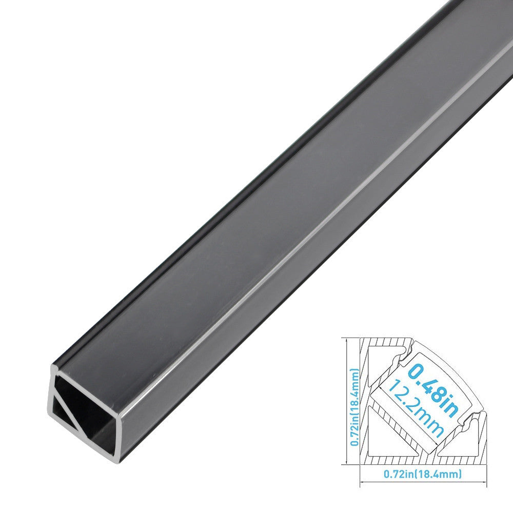 Black Corner LED Profile V01 16x16mm V-Shape Vertical Angle Cover Corner Mounting LED Aluminum Channel Extrusion