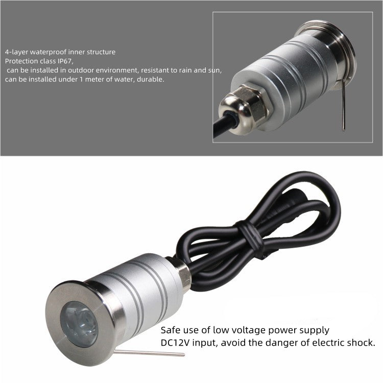 8PCS Pack 1W DC12V-24V IP67 15° Angle Waterproof Garden Stainless Steel Wall Corner Light Outdoor Spot LED Step Light