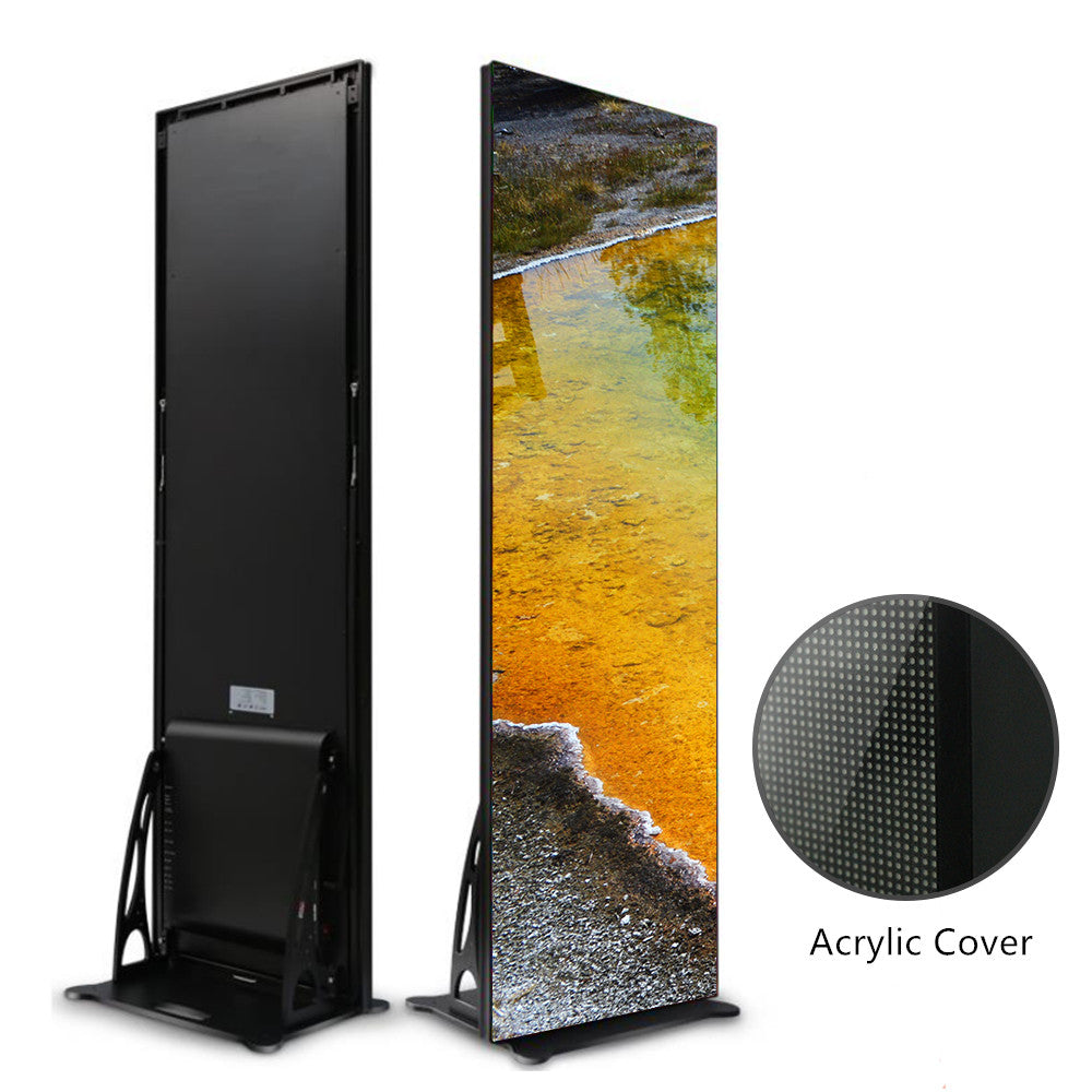 2PCS-PACK EP Series P1.25 | P1.53 | P1.86 | P2.5 Indoor LED Poster Display w/ Acrylic Protective Cover Front Surface with 640x1920mm Display Area