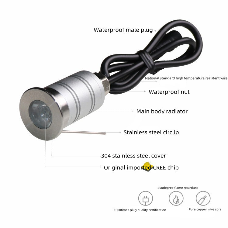 8PCS Pack 1W DC12V-24V IP67 15° Angle Waterproof Garden Stainless Steel Wall Corner Light Outdoor Spot LED Step Light