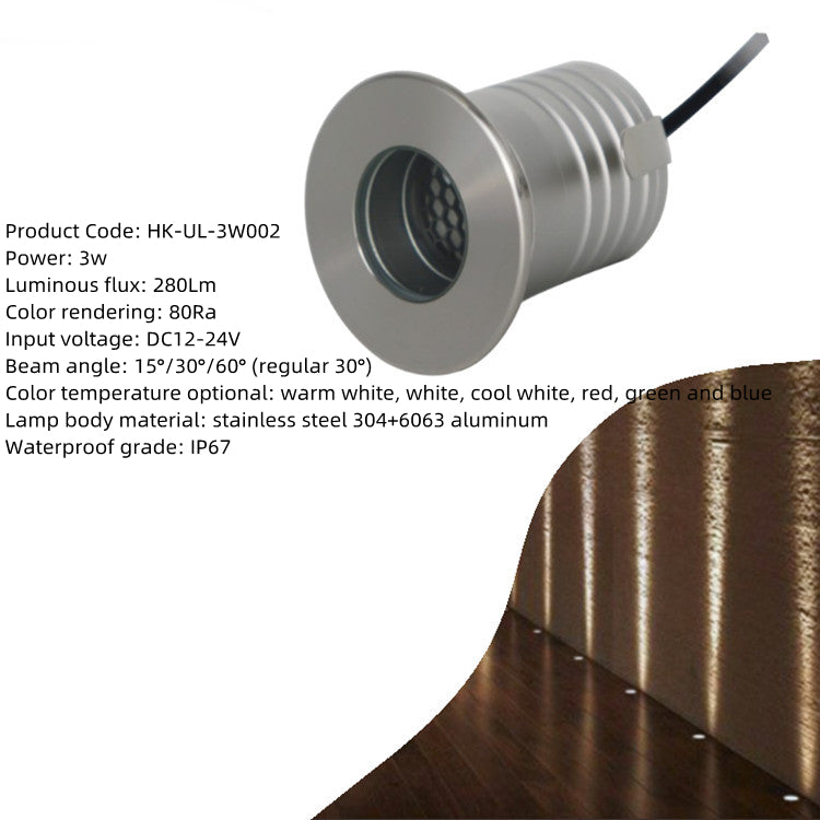 4PCS Pack 3W IP67 Waterproof LED Underground Light DC12-24V Stainless Steel Aluminum Outdoor Anti-Glare Honeycomb LED Step Light