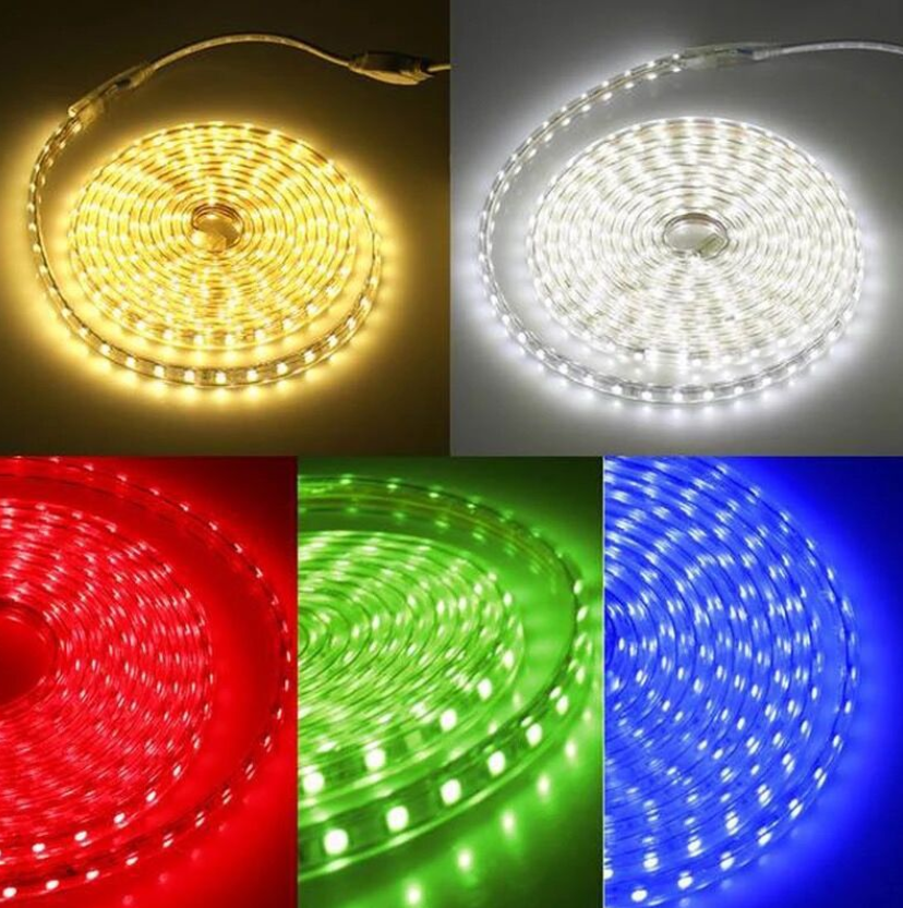 AC 110V 220V SMD5050 High Voltage Flat Strip Light 60 LEDs Per Meter 12mm Width with Wall Outlet Power Plug