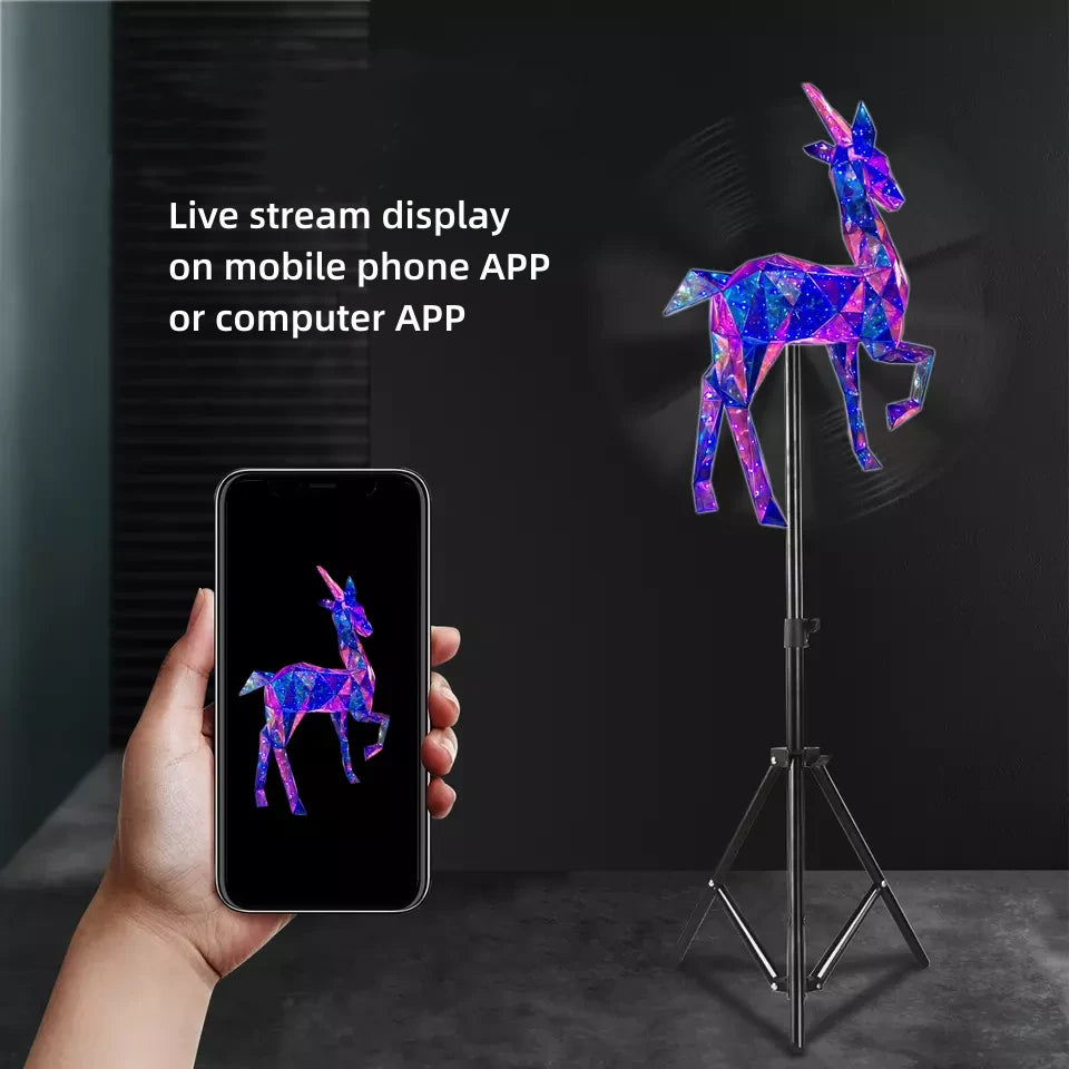(65F) 65cm 3D Hologram Fan High Brightness Remote Control 4 Blades 2200cd/m2 768PCS LEDs Advertising Display