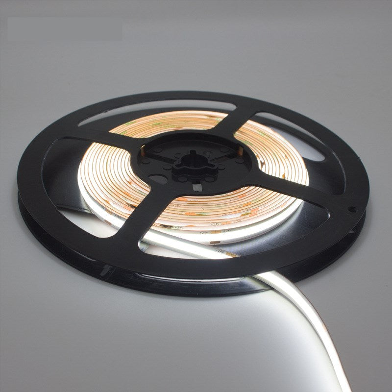 CCT Adjustable (Dual White) FCOB LED Strip Light 5M (16.4FT) | 608 LEDs/m | 14W/m | 12V/24V | 10mm Wide Flexible Dimmable LED Ribbon | IP20 Indoor Lighting (Strip Only / Complete Kit)