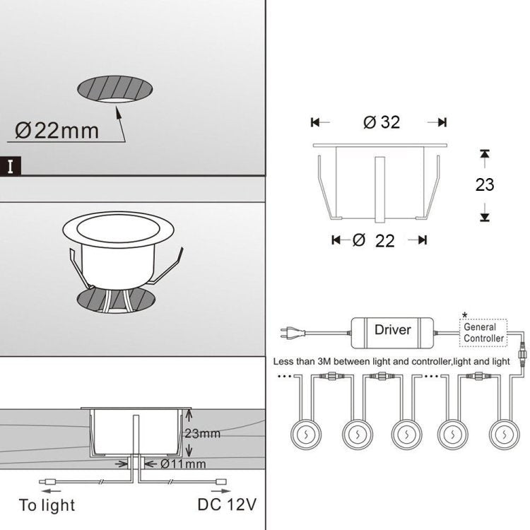 16 Pack Outdoor Recessed LED Deck Lights Kits IP67 Waterproof Inground LED Step Lights Kit for Garden, Yard, Steps, Bath Room and Kitchen
