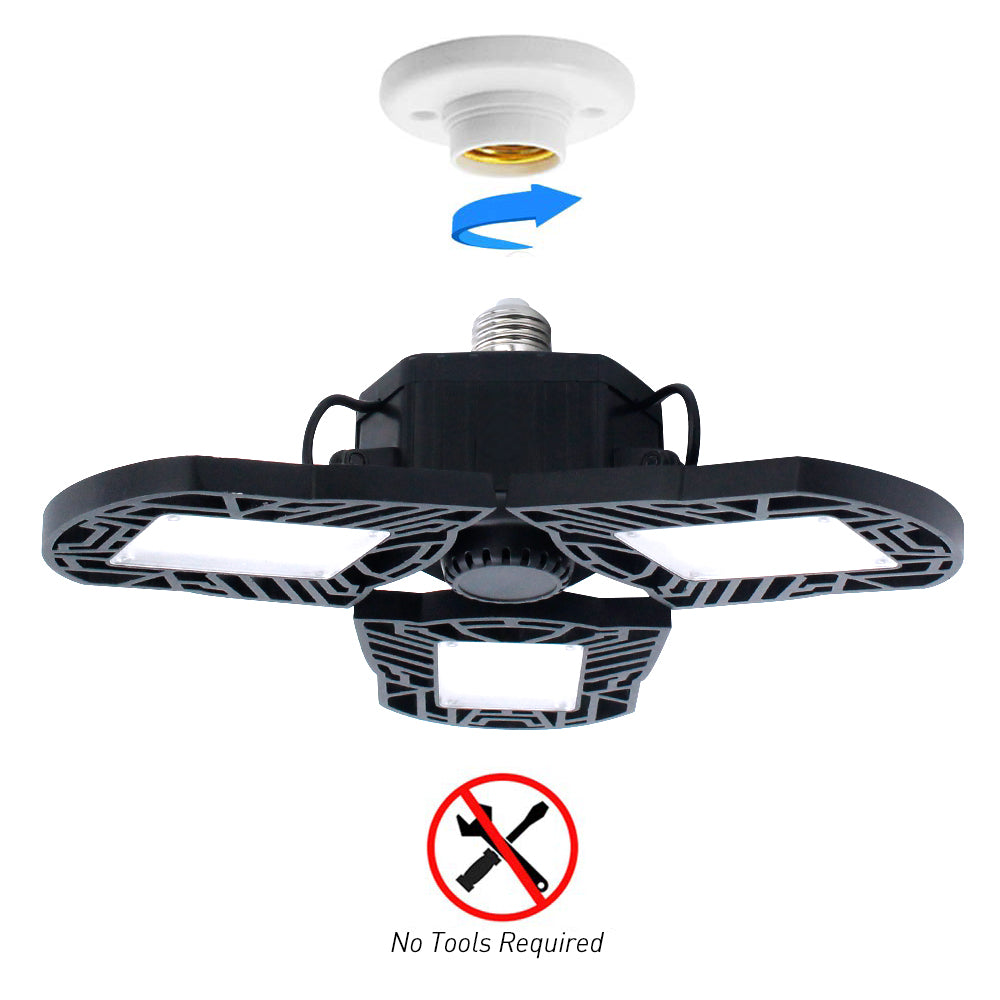LED Garage Light 60W CRI 80 6000LM 6000K Deformable E26/E27 Base LED Ceiling Light for Garage