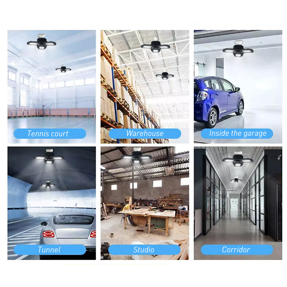 LED Garage Light 60W CRI 80 6000LM 6000K Deformable E26/E27 Base LED Ceiling Light for Garage