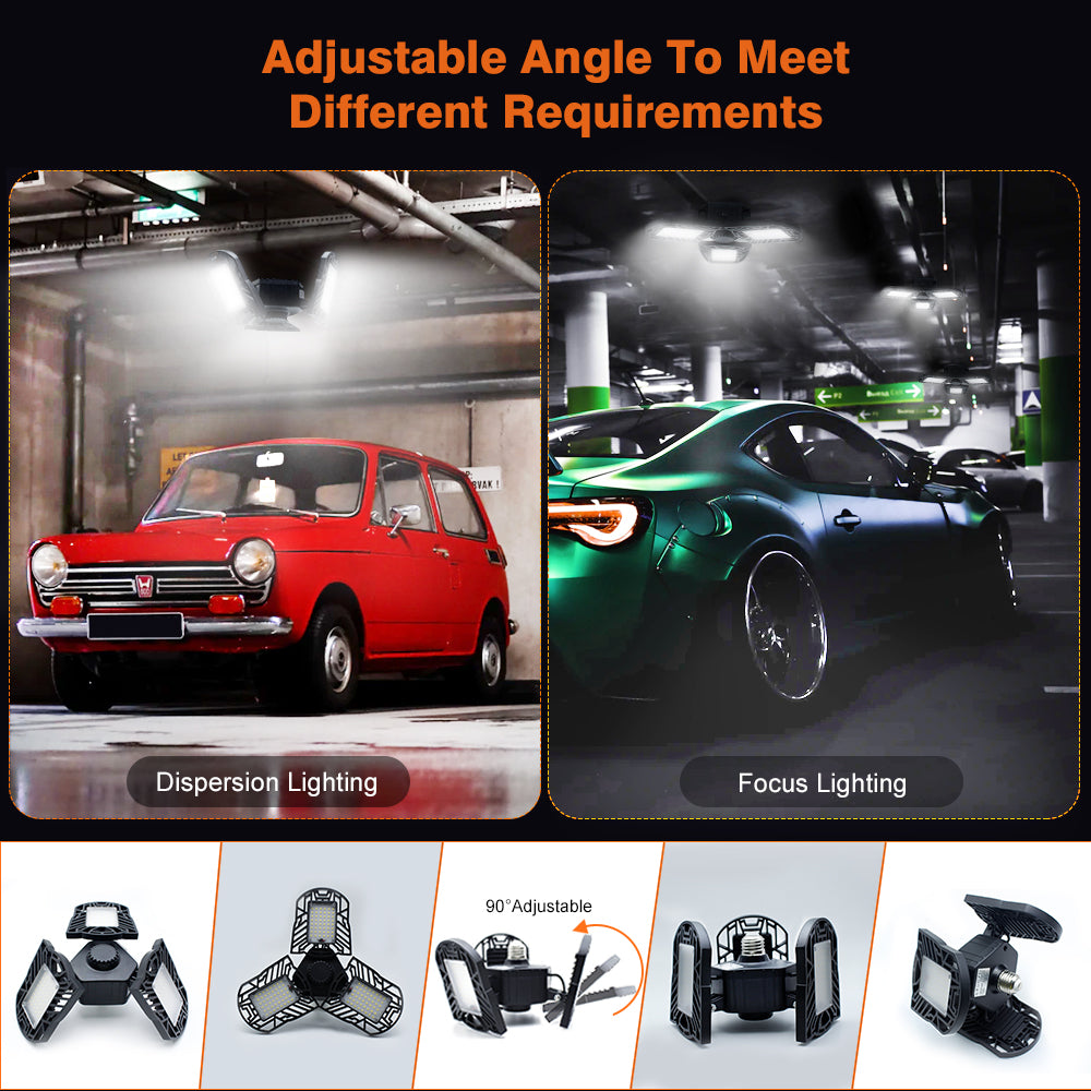 LED Garage Light 60W CRI 80 6000LM 6000K Deformable E26/E27 Base LED Ceiling Light for Garage