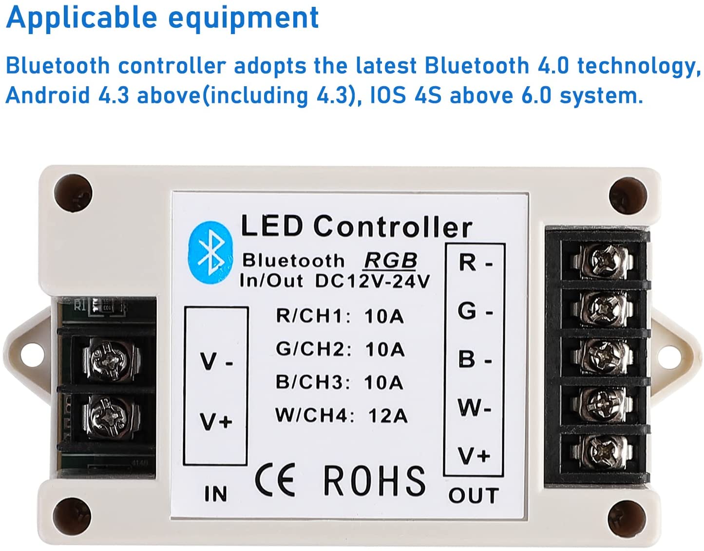RGB/RGBW LED Strip Light Bluetooth Controller Phone APP Control for 5050 3528 RGB RGBW LED Strip Lights (Suitable for iOS & Android System)