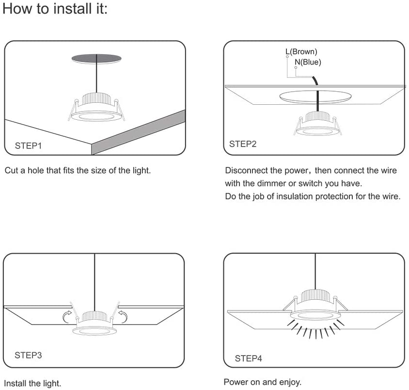 Directional 3W (Three 1 watt) LED Downlight with 2.55in-2.95in Cutout and 3.3in Trim
