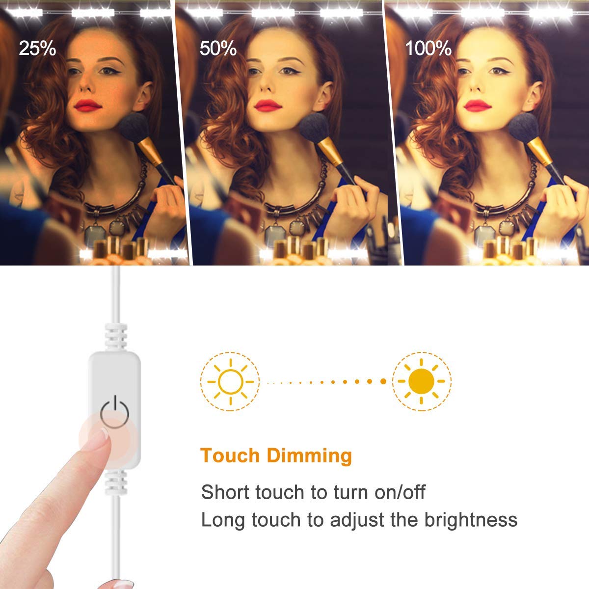 DIY Hollywood Style LED Vanity Mirror Lights Kit Dimmable Lighting, 10FT/20W-60leds, Daylight White, Waterproof IP67 with dimmable and power supply