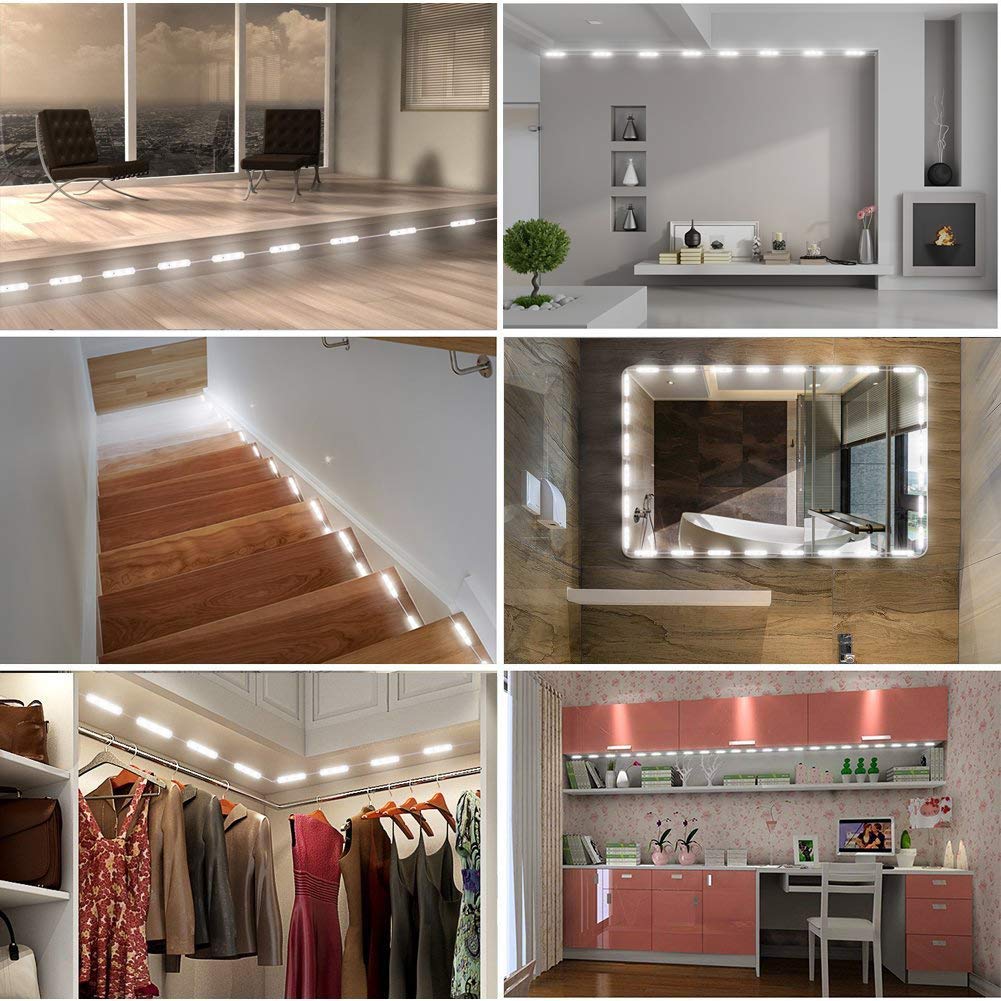 DIY Hollywood Style LED Vanity Mirror Lights Kit Dimmable Lighting, 10FT/20W-60leds, Daylight White, Waterproof IP67 with dimmable and power supply