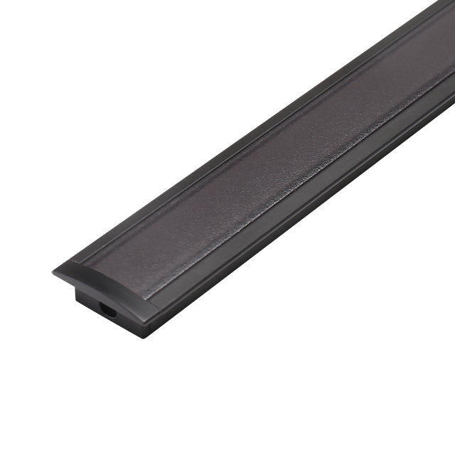 U01 All Black LED Channel System w/ Smoke Clear Black Diffuser Lens Black Aluminum Extrusion