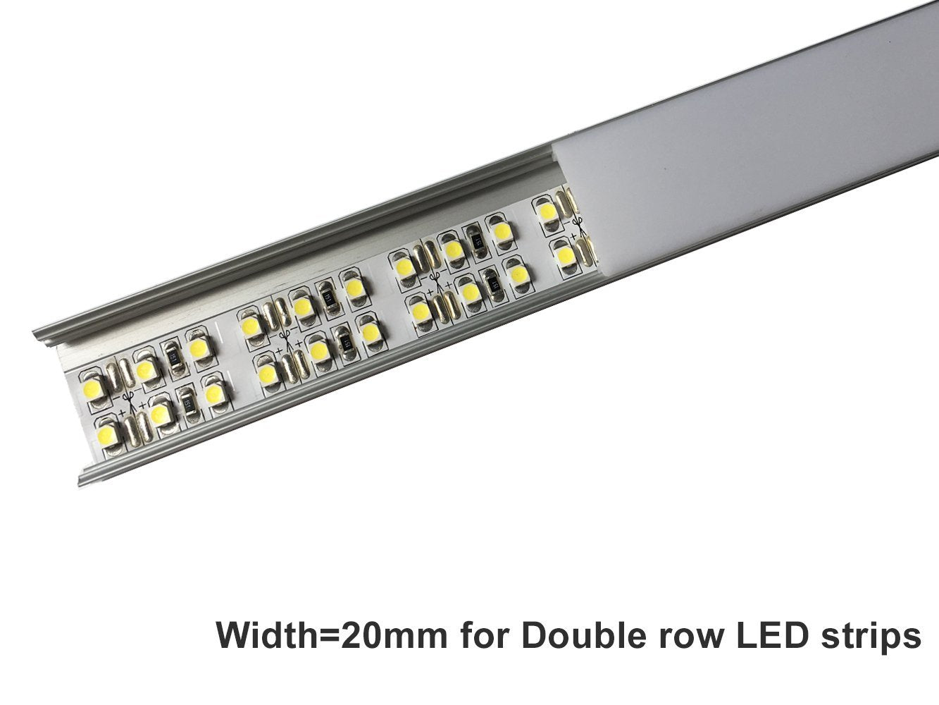 U-förmiger LED-Kanal U04-A – 20 mm | Silber / Schwarz | Milchweiße Abdeckung | Mit Installationszubehör | – Hochleistungs-Aluminiumprofil – 1 m / 2 m / 3 m | 50er-/100er-Pack