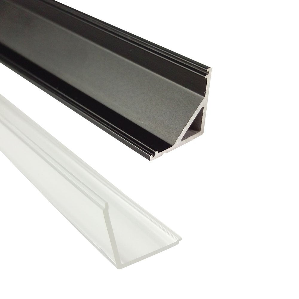 Black Corner LED Profile V01 16x16mm V-Shape Vertical Angle Cover Corner Mounting LED Aluminum Channel Extrusion