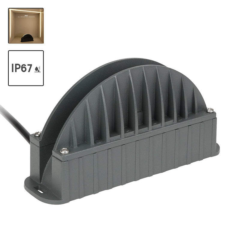 10W Semi-circular Gray Finish Window Frame LED Light for Architecture Graphic/Doorframe/Hallway/Outdoor Landscape Decorative Lighting