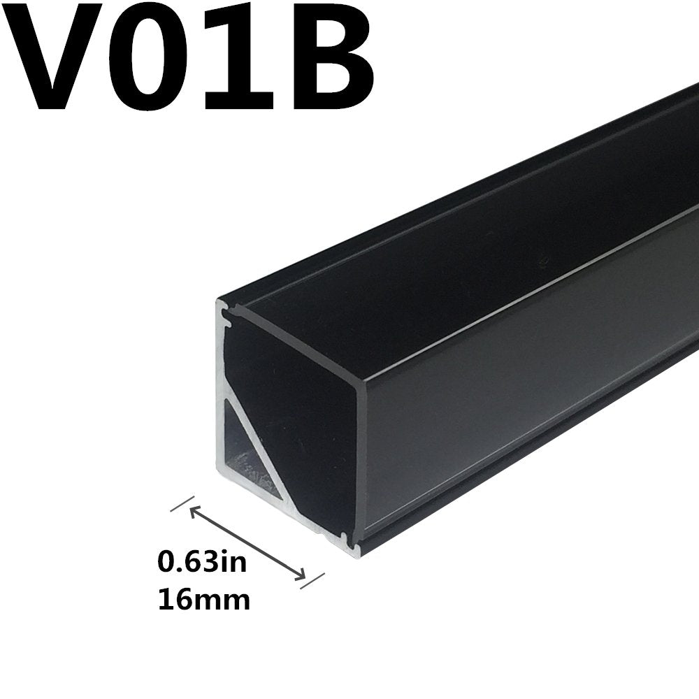 Black Corner LED Profile V01 16x16mm V-Shape Vertical Angle Cover Corner Mounting LED Aluminum Channel Extrusion