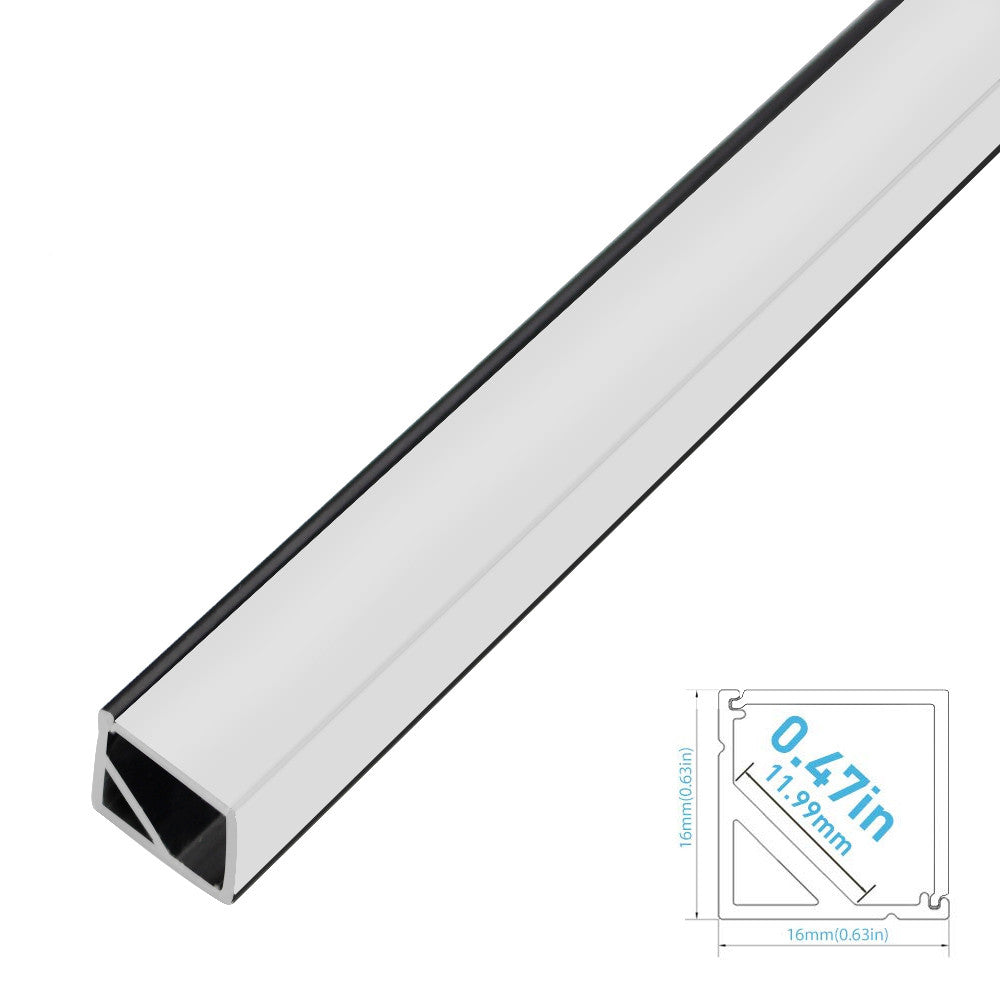 Black Corner LED Profile V01 16x16mm V-Shape Vertical Angle Cover Corner Mounting LED Aluminum Channel Extrusion