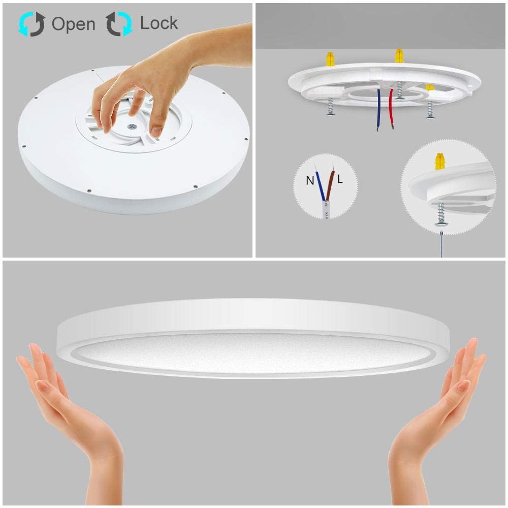 12 Inch 24W Flush Mounting Modern LED Ceiling Lights for Bedroom, Kitchen, Bathroom